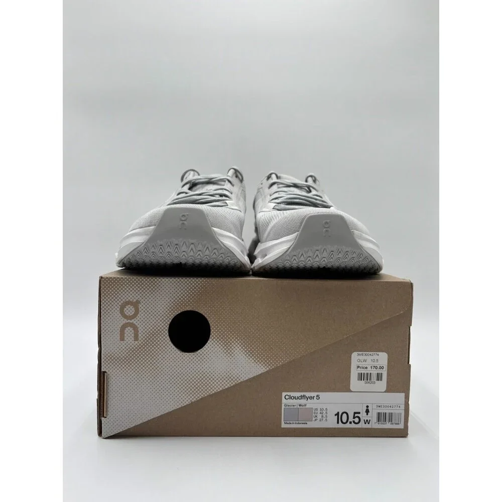 ON CLOUDFLYER 5 GLACIER/WOLF Women's NEW Running Shoes Gray US Size 10.5
